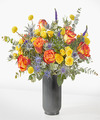 Image of Standard version for Burn Bright Bouquet - Deluxe with Black Fluted Vase - FedEx