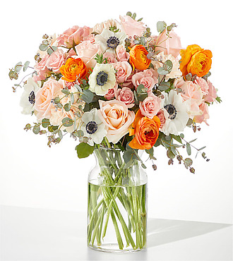 Touch of Honey Anemone Bouquet - Deluxe with Vase - FedEx - FE211D
