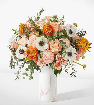 Touch of Honey Anemone Bouquet - Deluxe with Marble Vase - FedEx - FE211DVPM