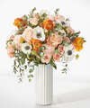 Image of Standard version for Touch of Honey Anemone Bouquet - Deluxe with White Fluted Vase - FedEx