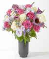 Image of Standard version for Garden Goddess Bouquet - Deluxe with Black Fluted Vase - FedEx