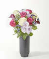 Image of Standard version for Garden Goddess Bouquet - Standard with Black Fluted Vase - FedEx