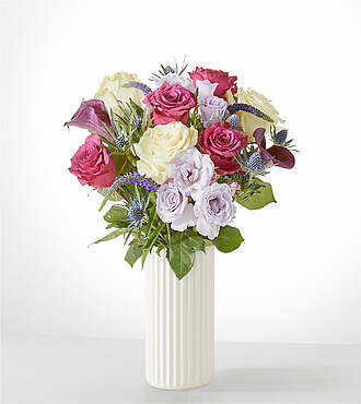 Garden Goddess Bouquet - Standard with White Fluted Vase - FedEx - FE212WF