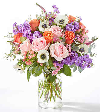 Dressed Up Anemone Bouquet - Deluxe with Vase - FedEx - FE215D