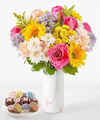 Image of Standard version for In Good Spirits Bouquet - Deluxe with Marble Vase and Mom Oreos - FedEx