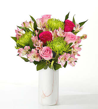 Strawberry Swirl Bouquet - Standard with Marble Vase - FedEx - FE220VPM