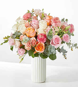 Good Luck Charm Bouquet - Deluxe with White Fluted Vase - FedEx - FE231DWF