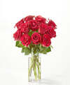Image of Standard version for One Dozen Red Rose Bouquet - 12 Roses with Glass Vase - FedEx