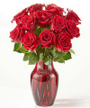 Image of Standard version for Red Rose Bouquet with Red Vase - FedEx