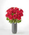 Image of Standard version for Red Rose Bouquet - 12 Roses with Black Ceramic Vase - FedEx