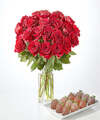 Image of Standard version for Deluxe Red Rose Bouquet and Berry Bundle - FedEx