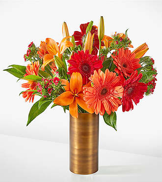 Fall Break Bouquet - Deluxe With Copper Vase - FedEx - FF079DVCP