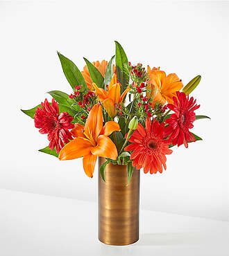 Fall Break Bouquet - Standard With Copper Vase - FedEx - FF079VCP