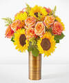 Image of Standard version for Amber Sunlight Bouquet - Deluxe with Copper Vase - FedEx