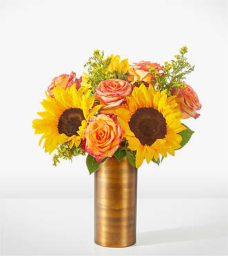 Amber Sunlight Bouquet - Standard with Copper Vase - FedEx - FF219VCP