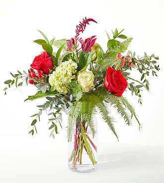 Holiday Fronds Bouquet - Standard with Vase - FedEx - FK015S