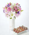 Image of Standard version for Lavender Fields Bouquet and Berry Bundle - Standard Bouquet with Berries and Marble Vase - FedEx