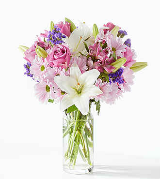 Lavender Fields Mixed Flower Bouquet - Standard with Marble Vase - FedEx - FK1059VPM