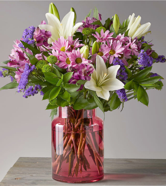 Lavender Fields Mixed Flower Bouquet in Blush Vase - FedEx