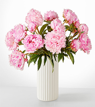 Fresh Peony Bouquet - Deluxe with Ceramic Vase - FedEx - FM045DWF
