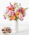 Image of Standard version for Peony and Ranunculus Garden Bouquet - Deluxe with Marble Vase and Mom Oreos - FedEx
