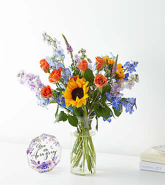Full Nest Bouquet - Standard with Vase and Acrylic Keepsake - FedEx - FM076AKA