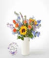 Image of Standard version for Full Nest Bouquet - Standard with White Fluted Vase and Acrylic Keepsake - FedEx
