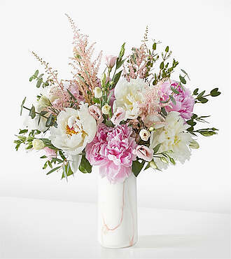 Cotton Candy Peony Bouquet - Standard with Marble Vase - FedEx - FM079VPM