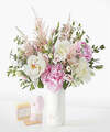 Image of Standard version for Cotton Candy Peony Bouquet - Standard with Marble Vase and Spa Gift Set - FedEx