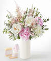 Image of Standard version for Cotton Candy Peony Bouquet - Standard with Ceramic Vase and Spa Gift Set - FedEx