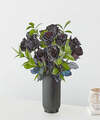 Image of Standard version for Black Roses Bouquet - 12 Black Roses with Black Fluted Vase - FedEx