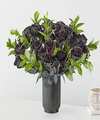 Image of Standard version for Black Roses Bouquet - 24 Black Roses with Black Fluted Vase - FedEx