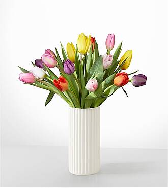 Picnic Tulips - 15 Tulips with Ceramic Vase - FedEx - FT215WF