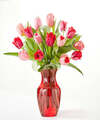 Image of Standard version for Crushing on You Tulip Bouquet - Standard with Red Vase - FedEx