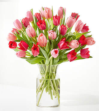 Crushing on You Tulip Bouquet - Standard with Clear Vase - FedEx - FV200