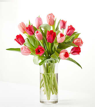Crushing on You Tulip Bouquet - Standard with Clear Vase - FedEx