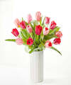 Image of Standard version for Crushing on You Tulip Bouquet - Standard with White Fluted Vase - FedEx