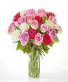 Image of Deluxe version for Full Heart Rose Bouquet - 12 Roses with Glass Vase - FedEx