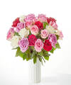 Image of Standard version for Full Heart Rose Bouquet - 24 Roses with White Fluted Vase - FedEx