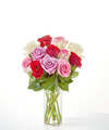 Image of Standard version for Full Heart Rose Bouquet - 12 Roses with Glass Vase - FedEx
