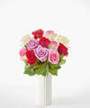 Image of Standard version for Full Heart Rose Bouquet - 12 Roses with White Fluted Vase - FedEx