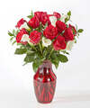 Image of Standard version for Be Mine Bouquet - Standard with Red Glass Vase - FedEx