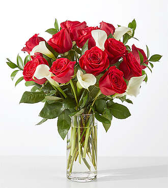 Be Mine Bouquet - Standard with Clear Glass Vase - FedEx - FV203