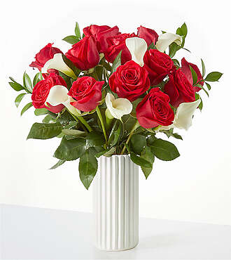 Be Mine Bouquet - Standard with White Fluted Vase - FedEx - FV203WF
