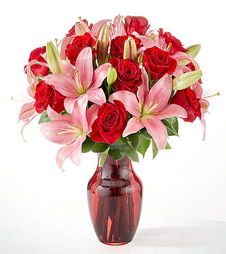 Affectionate Bouquet with Red Vase - FV204-R