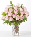 Image of Deluxe version for Fairytale Pink Rose Bouquet - 12 Roses with Glass Vase - FedEx