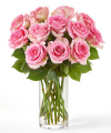 Image of Standard version for Fairytale Pink Rose Bouquet - 12 Roses with Glass Vase - FedEx