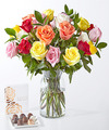 Image of Standard version for Deluxe Mixed Roses Gift Set with Chocolates - FedEx