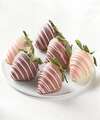 Image of Standard version for Elegant Pink Belgian Chocolate Dipped Strawberries - 6pc - FedEx