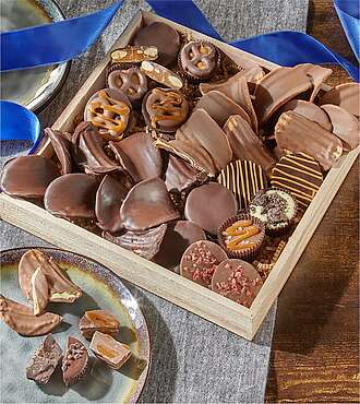 Belgian Chocolate Covered Sweet and Salty Snack Sampler Tray - FedEx
